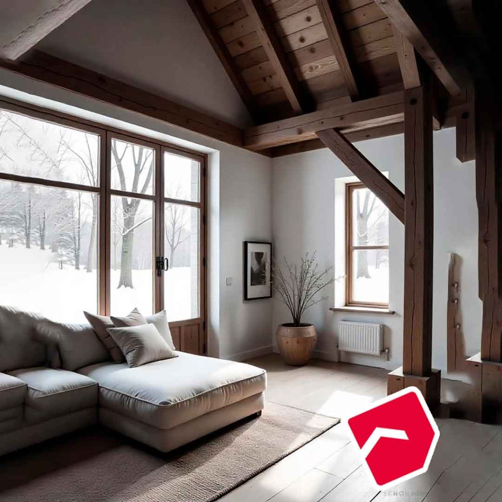 Tetto in legno e perlinato a Parma - esempio di rivestimento in legno noce
